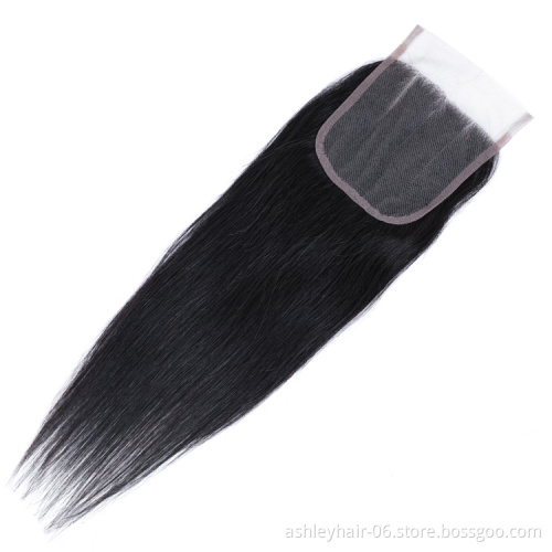 Mixed Synthetic 4X4 Lace Closure Yaky Wave Human Extensions Yaki Hair Weave